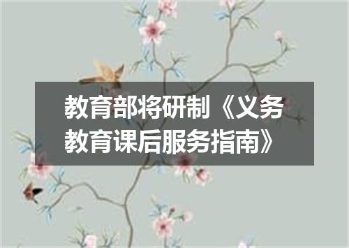 教育部将研制《义务教育课后服务指南》