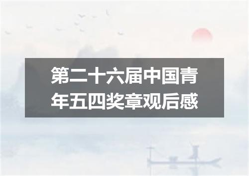 第二十六届中国青年五四奖章观后感