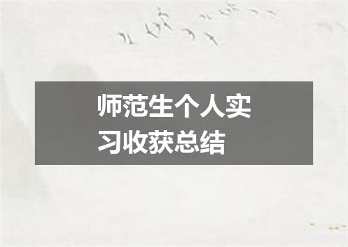 师范生个人实习收获总结