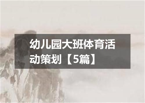 幼儿园大班体育活动策划【5篇】