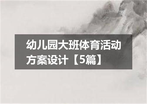 幼儿园大班体育活动方案设计【5篇】