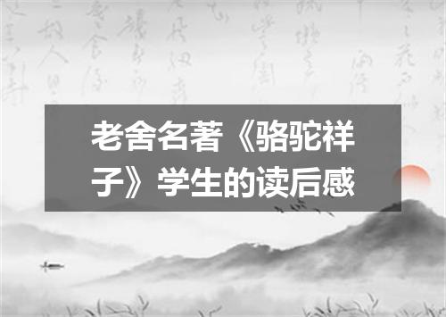 老舍名著《骆驼祥子》学生的读后感
