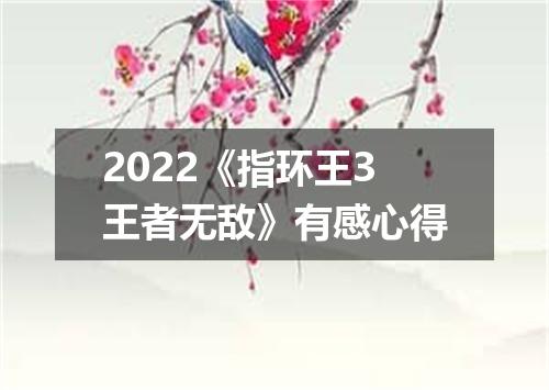 2022《指环王3王者无敌》有感心得