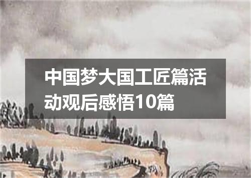 中国梦大国工匠篇活动观后感悟10篇
