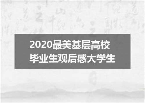 2020最美基层高校毕业生观后感大学生