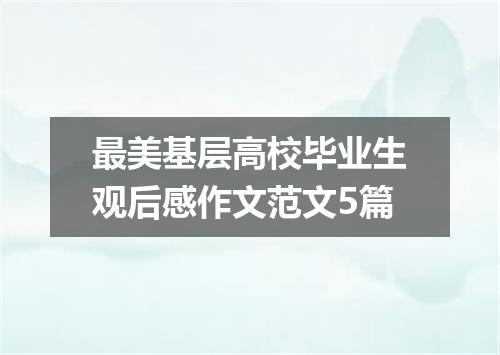 最美基层高校毕业生观后感作文范文5篇