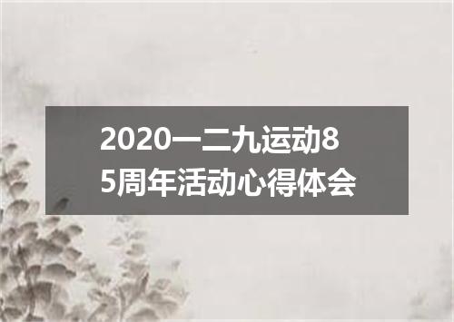 2020一二九运动85周年活动心得体会