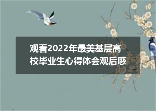 观看2022年最美基层高校毕业生心得体会观后感
