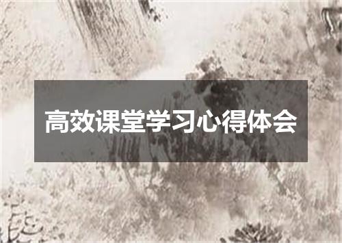 高效课堂学习心得体会