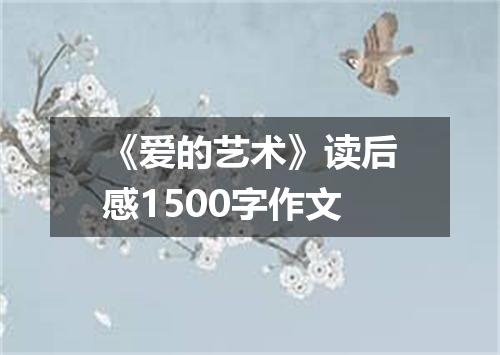 《爱的艺术》读后感1500字作文