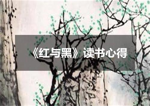 《红与黑》读书心得