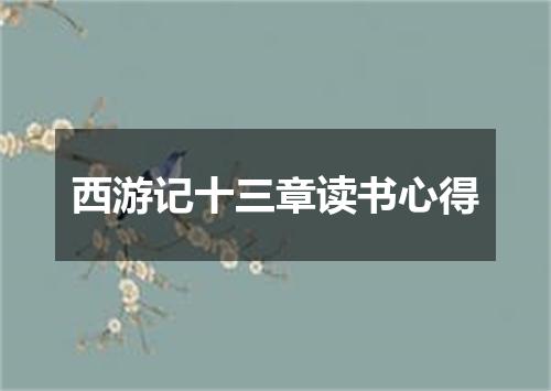 西游记十三章读书心得