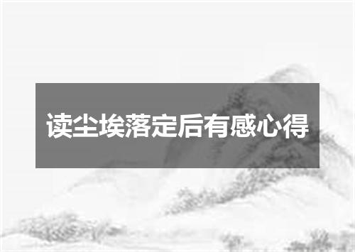 读尘埃落定后有感心得