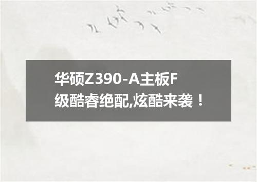 华硕Z390-A主板F级酷睿绝配,炫酷来袭！