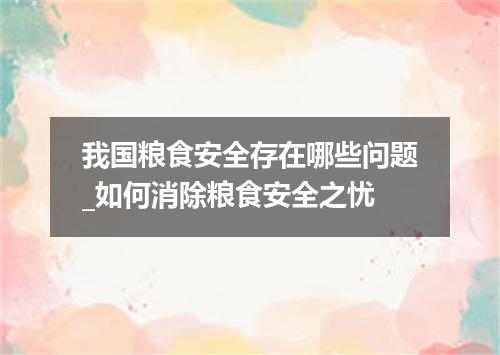 我国粮食安全存在哪些问题_如何消除粮食安全之忧