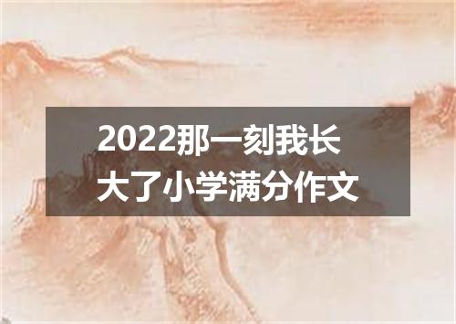 2022那一刻我长大了小学满分作文