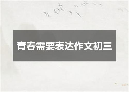 青春需要表达作文初三