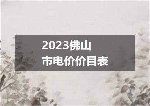 2023佛山市电价价目表