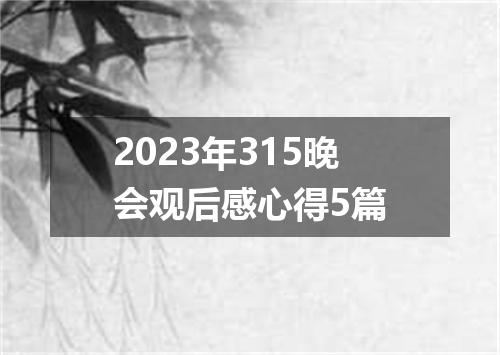 2023年315晚会观后感心得5篇