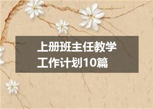 上册班主任教学工作计划10篇