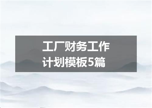工厂财务工作计划模板5篇