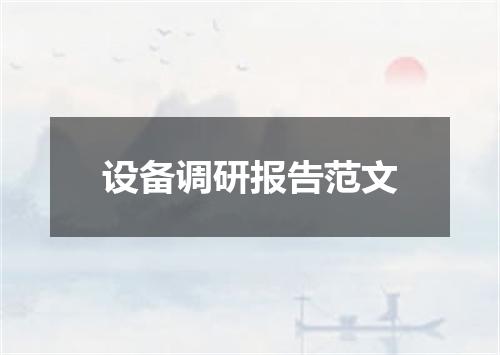 设备调研报告范文