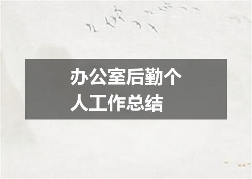 办公室后勤个人工作总结