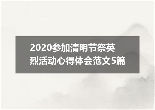2020参加清明节祭英烈活动心得体会范文5篇