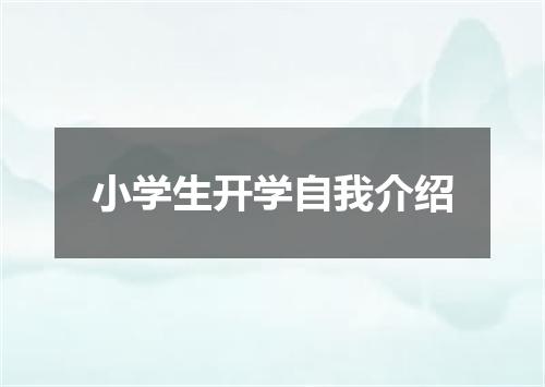 小学生开学自我介绍