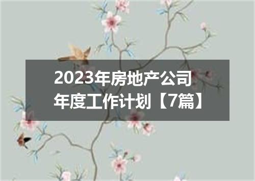 2023年房地产公司年度工作计划【7篇】