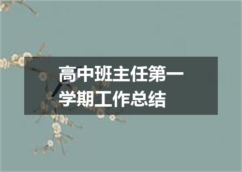 高中班主任第一学期工作总结