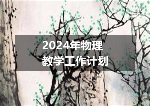 2024年物理教学工作计划