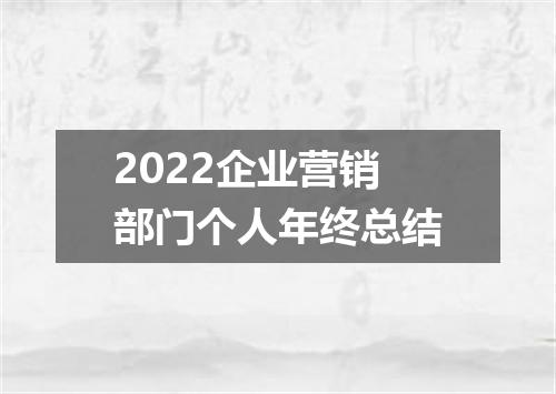 2022企业营销部门个人年终总结