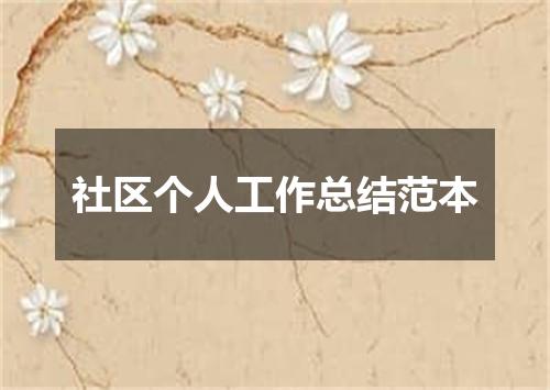 社区个人工作总结范本