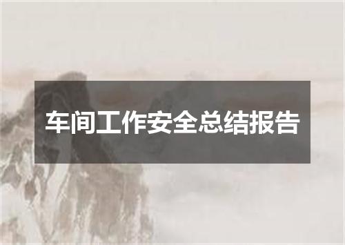 车间工作安全总结报告