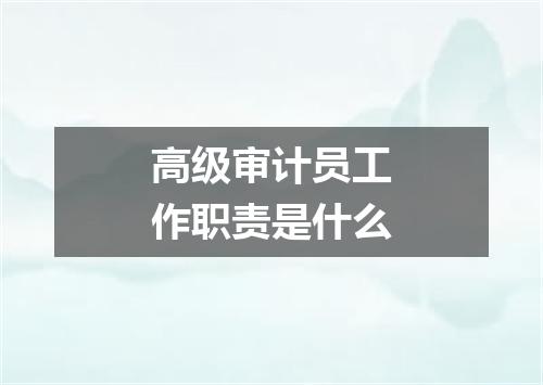 高级审计员工作职责是什么