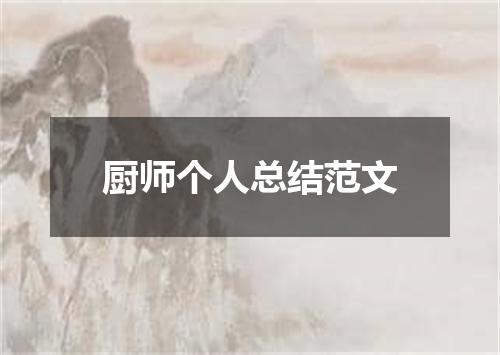 厨师个人总结范文