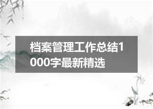 档案管理工作总结1000字最新精选