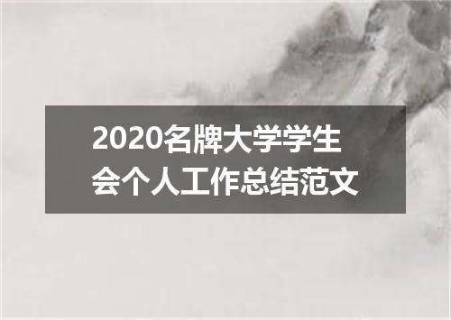 2020名牌大学学生会个人工作总结范文