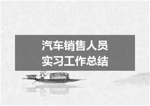 汽车销售人员实习工作总结