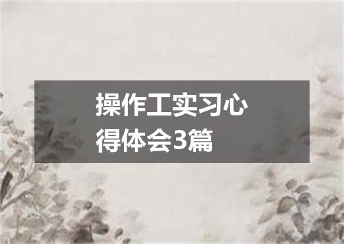 操作工实习心得体会3篇