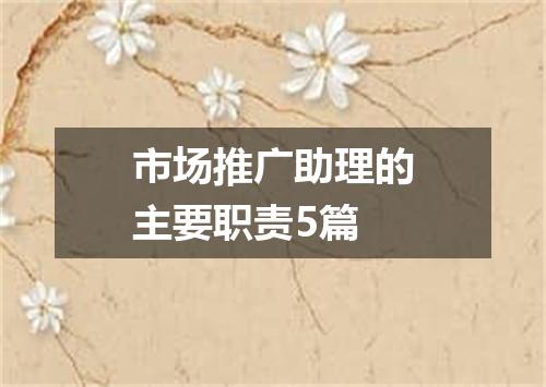 市场推广助理的主要职责5篇