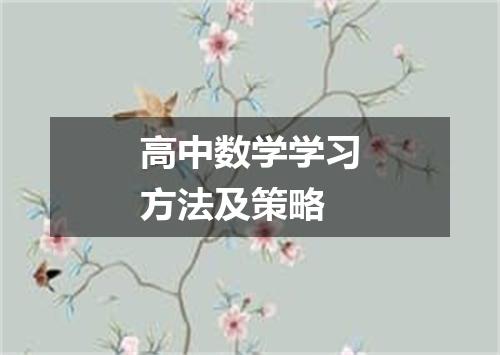 高中数学学习方法及策略