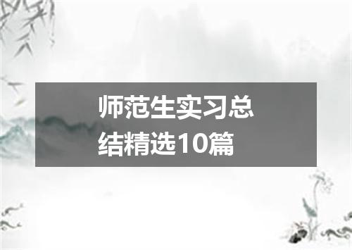 师范生实习总结精选10篇