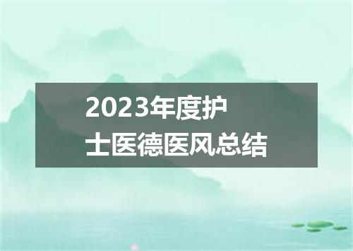 2023年度护士医德医风总结