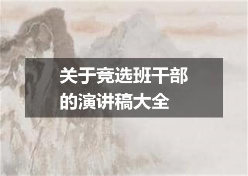 关于竞选班干部的演讲稿大全