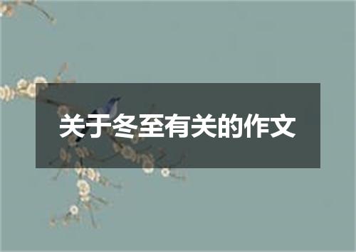 关于冬至有关的作文