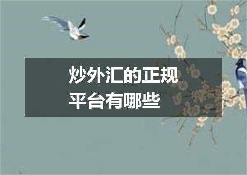 炒外汇的正规平台有哪些