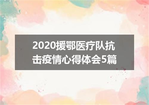 2020援鄂医疗队抗击疫情心得体会5篇