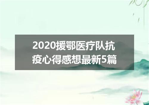 2020援鄂医疗队抗疫心得感想最新5篇